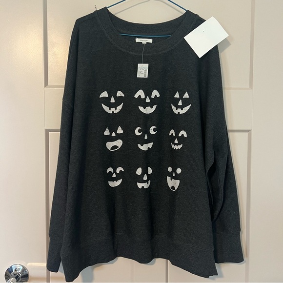 Maurices Plus Halloween Jack-O-Lantern Sweatshirt 1X NWT - Picture 1 of 7